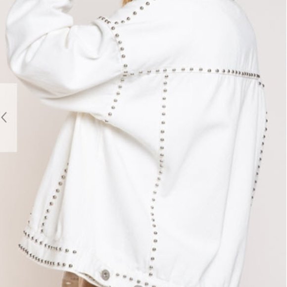 White Denim Jacket with silver studs - Picture 8 of 16